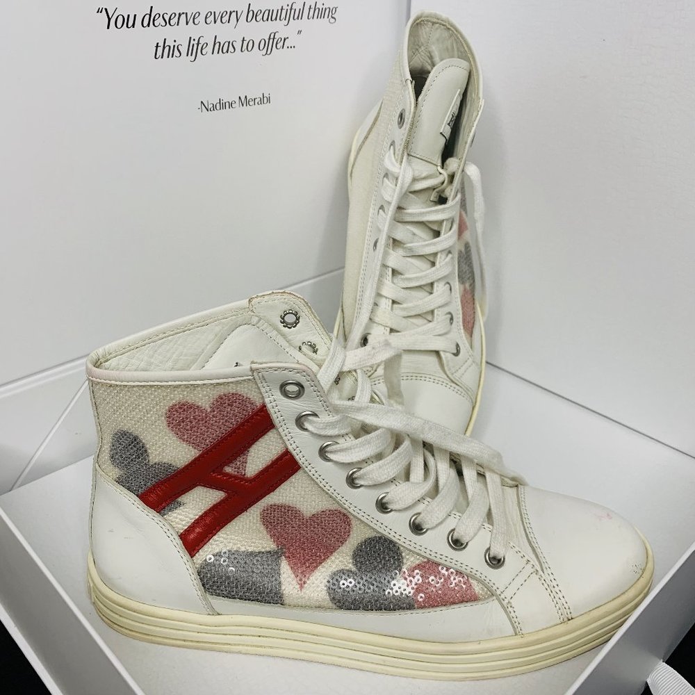 HOGAN REBEL Designer High Top Celeb Sneakers - Luxury Shoes US 6